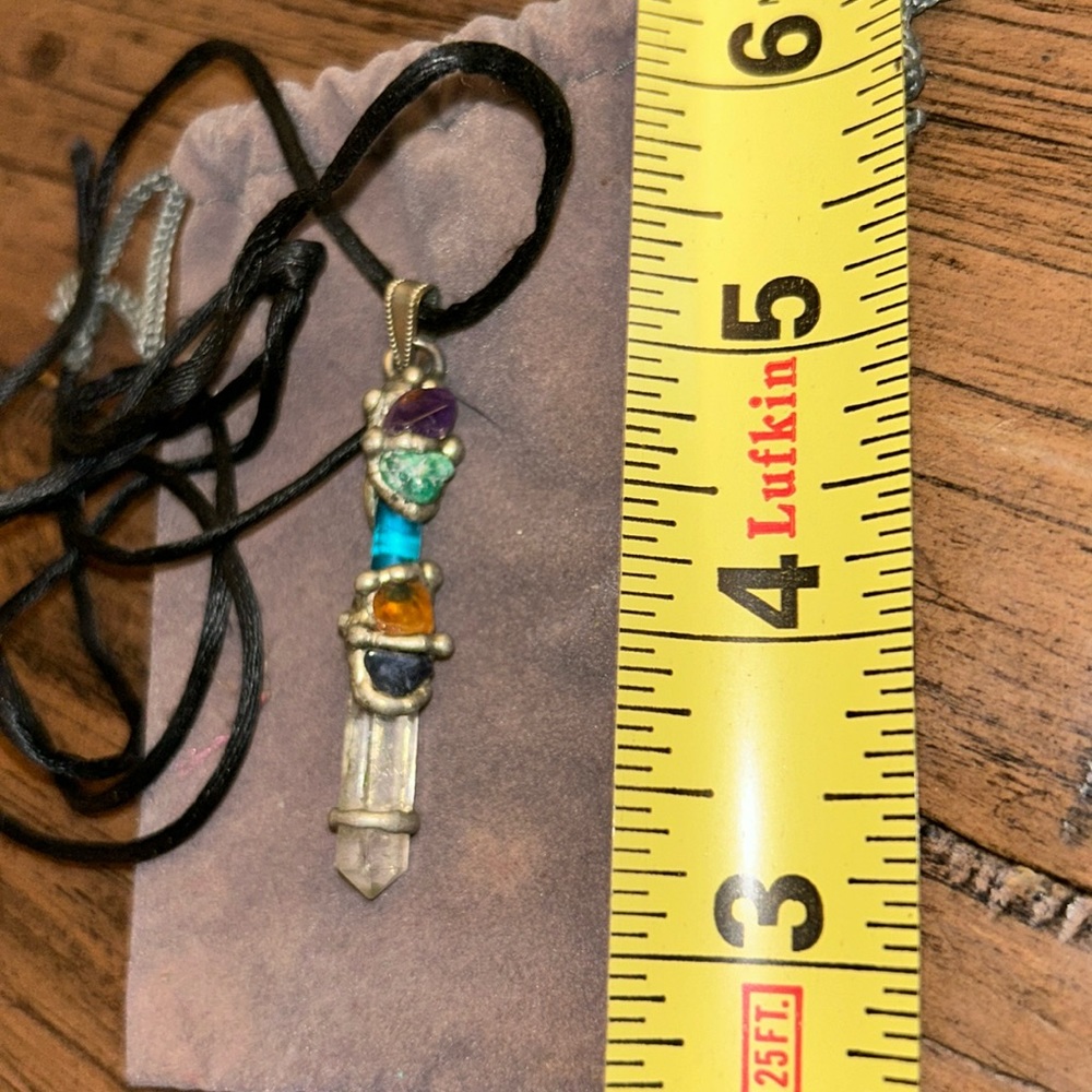 Crystal charm necklace, adjustable in length